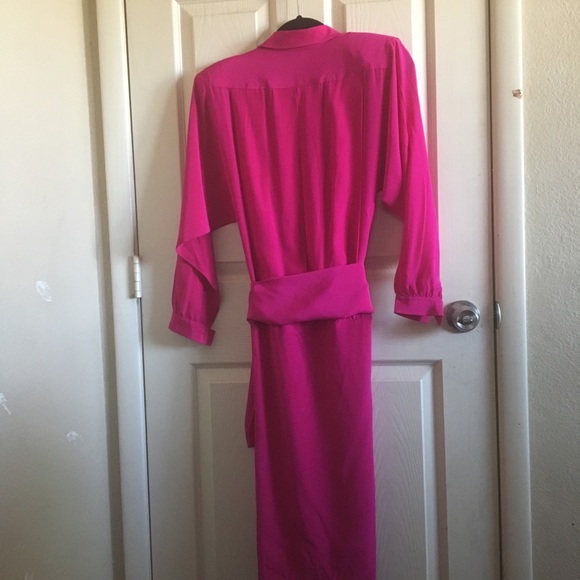 Vintage Liz Claiborne Silk Fuchsia Dress Size 10p - Picture 2 of 4